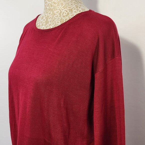 August Silk Women's Size Large Fuchsia Round Neck Silk Pullover Sweater Career - Picture 7 of 13